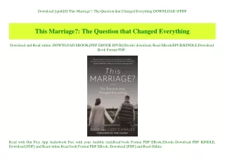 Download [epub]$$ This Marriage The Question that Changed Everything DOWNLOAD @PDF