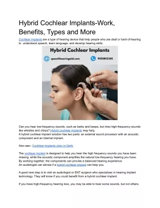 Hybrid Cochlear Implants-Work, Benefits, Types and More