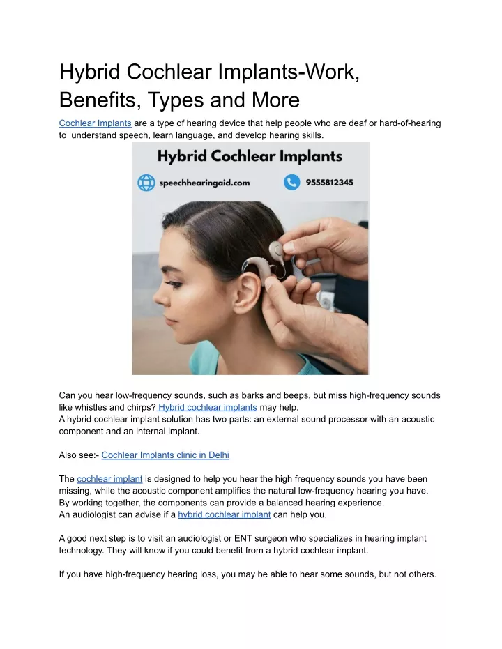hybrid cochlear implants work benefits types