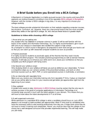 a brief guide before you enroll into a bca college