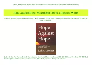 ((Read_[PDF])) Hope Against Hope Meaningful Life in a Hopeless World [PDF EPuB AudioBook Ebook]