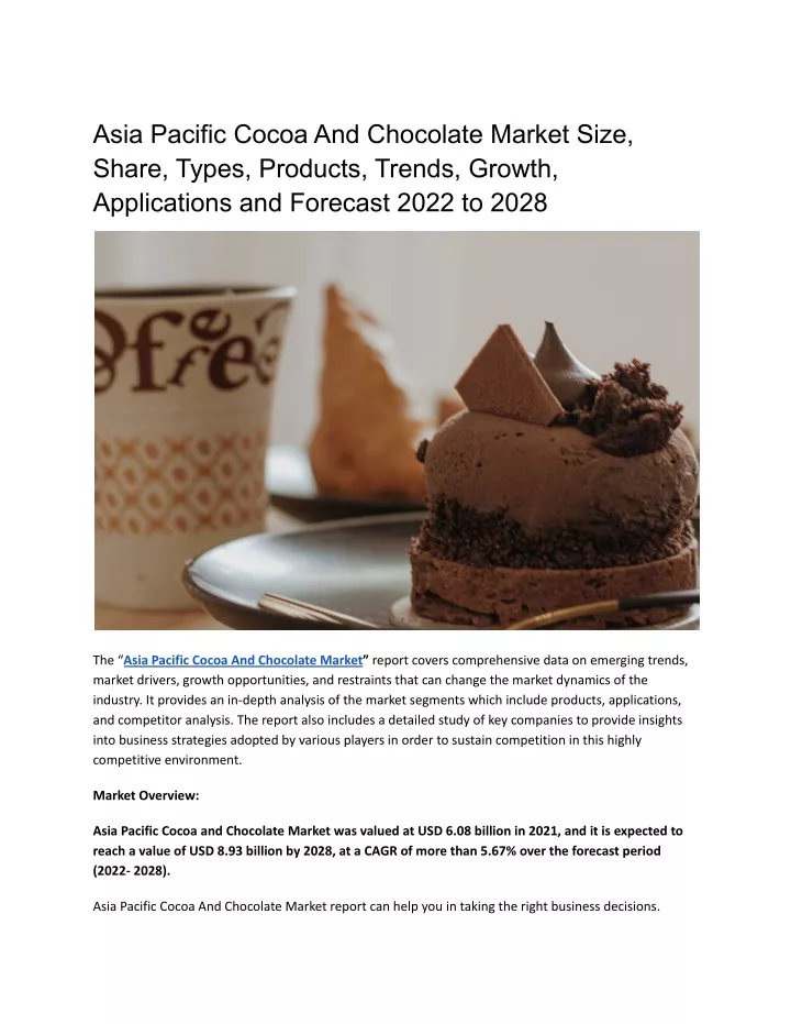 asia pacific cocoa and chocolate market size