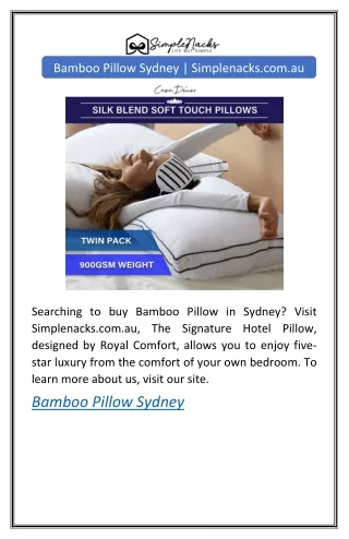 Bamboo Pillow Sydney | Simplenacks.com.au