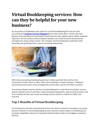 Virtual Bookkeeping Services: How Can They Be Helpful for Your New Business?