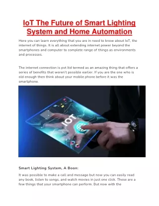 IoT The Future of Smart Lighting System and Home Automation