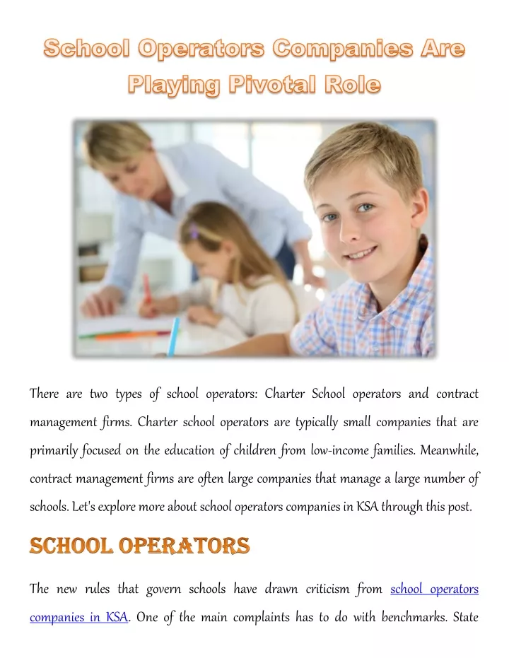 there are two types of school operators charter