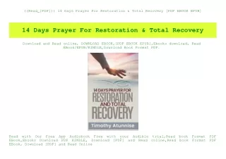 ((Read_[PDF])) 14 Days Prayer For Restoration & Total Recovery [PDF EBOOK EPUB]