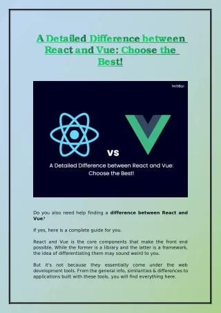 A Detailed Difference between React and Vue: Choose the Best