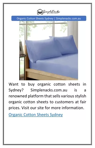 Organic Cotton Sheets Sydney | Simplenacks.com.au