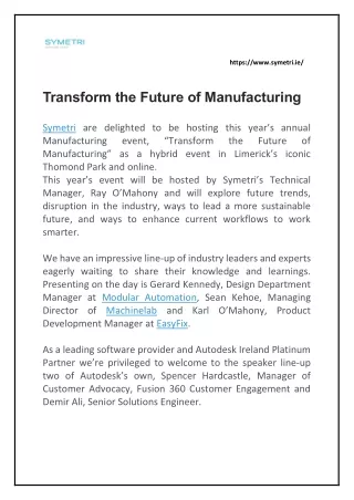 Transform the Future of Manufacturing
