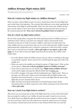 JetBlue Airways flight status 2022