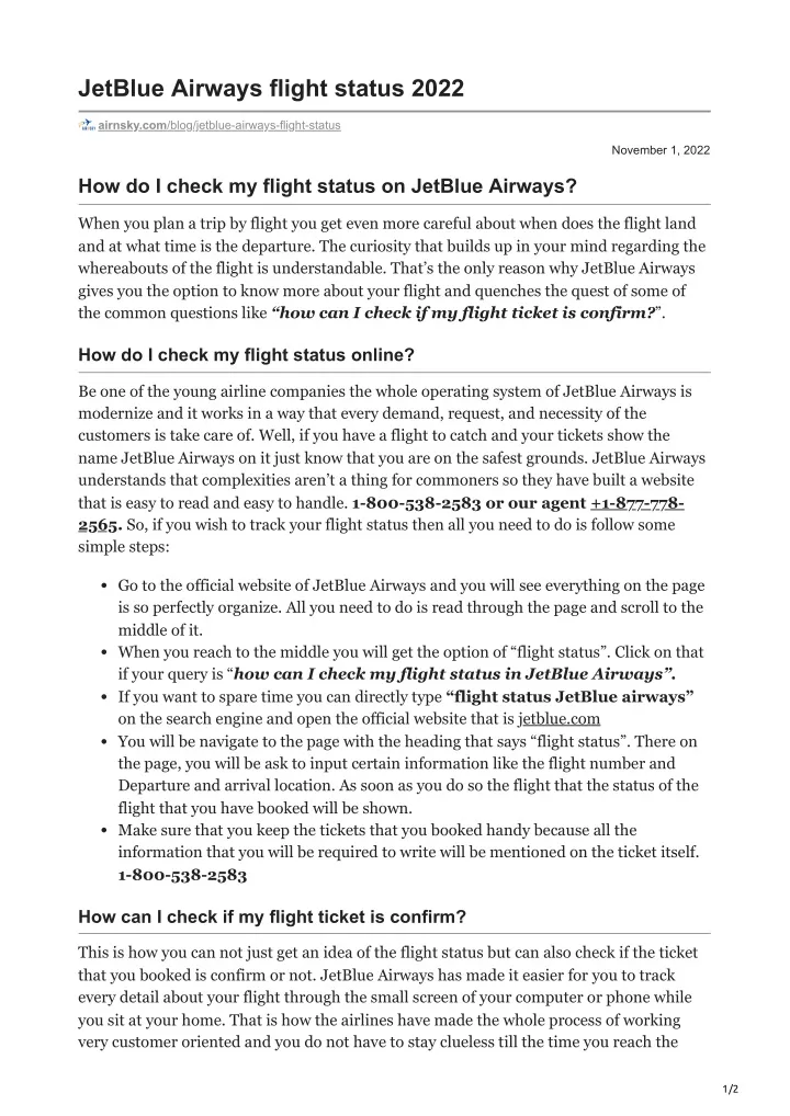 jetblue airways flight status 2022