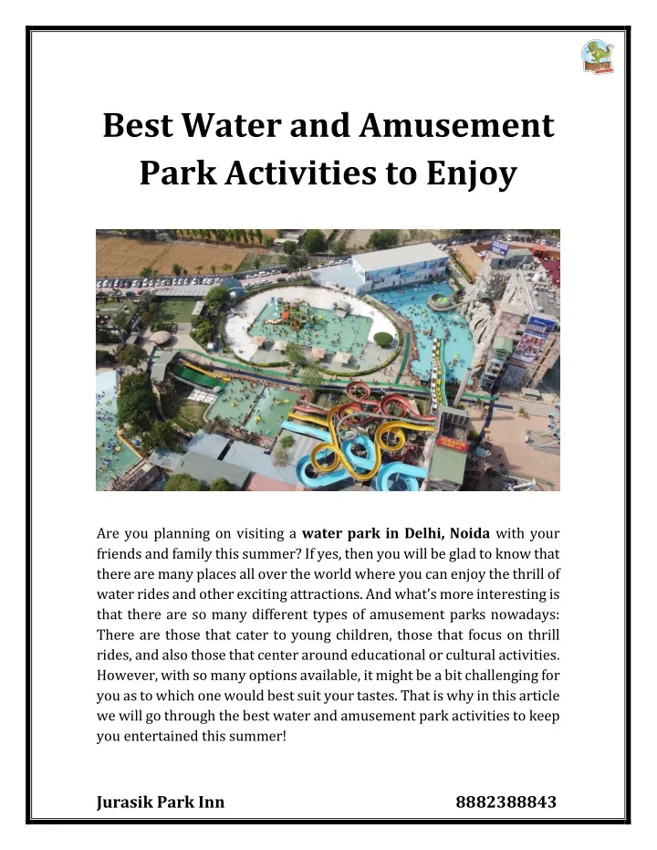 best water and amusement park activities to enjoy