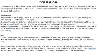 TYPES OF ROOFING