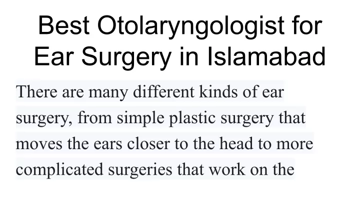 best otolaryngologist for ear surgery in islamabad