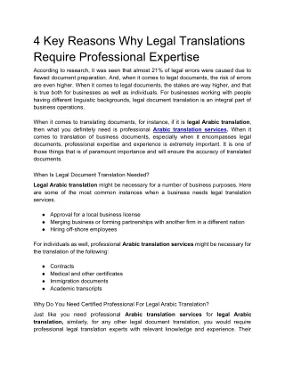4 Key Reasons Why Legal Translations Require Professional Expertise