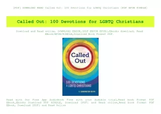 [PDF] DOWNLOAD READ Called Out 100 Devotions for LGBTQ Christians [PDF EPUB KINDLE]