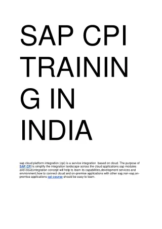 SAP CPI TRAINING IN INDIA