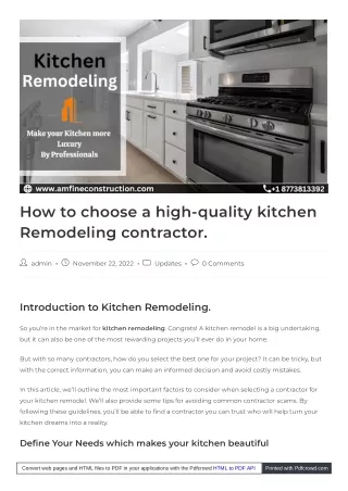 A High-Quality Kitchen Remodeling Contractor In the USA