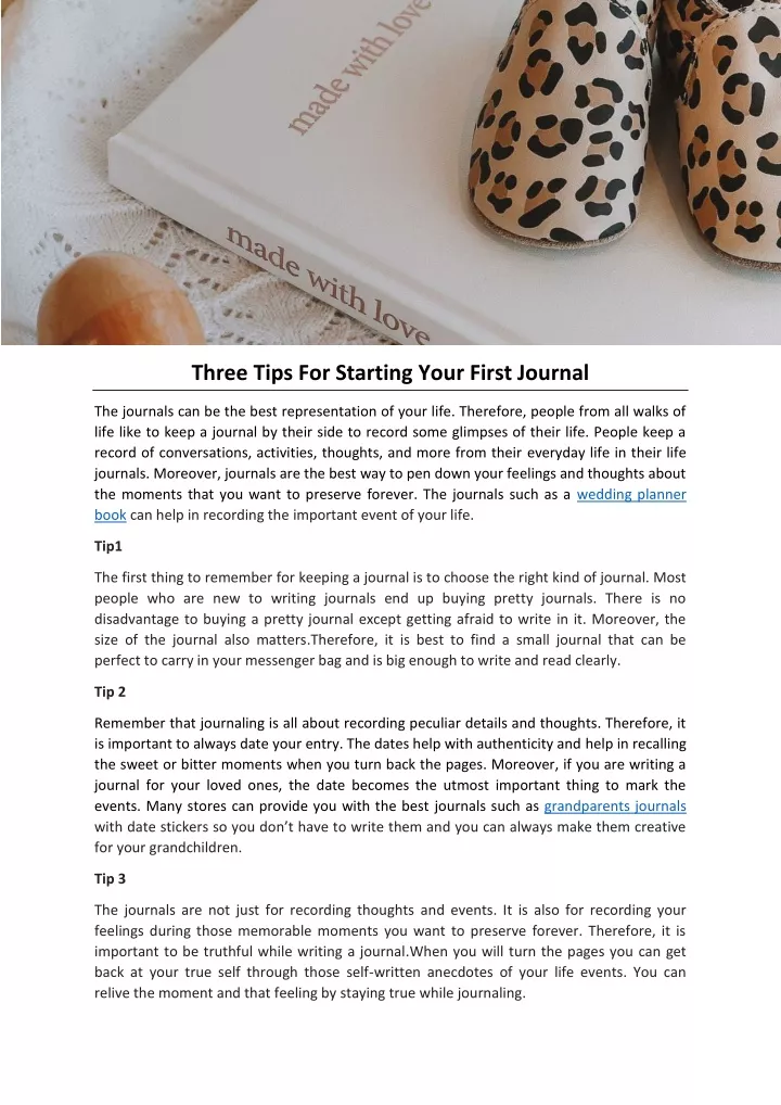 three tips for starting your first journal