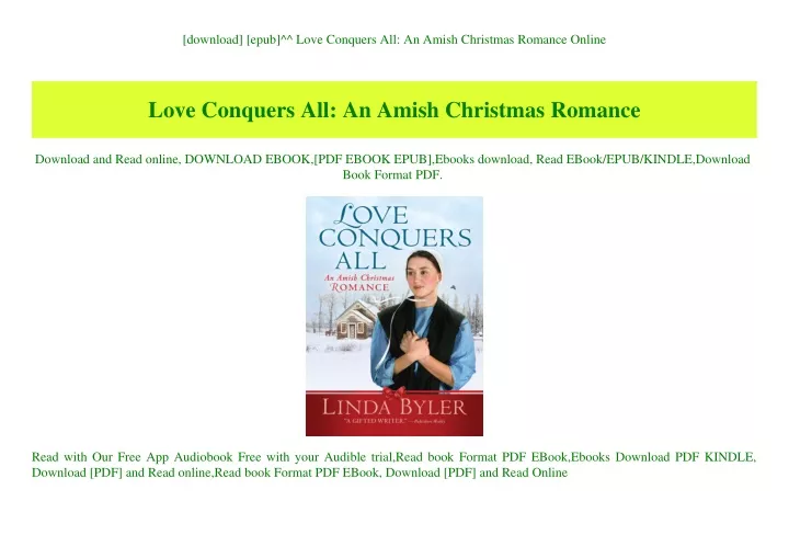 download epub love conquers all an amish