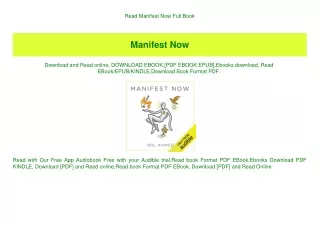 Read Manifest Now Full Book