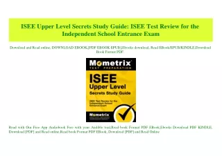 (READ-PDF!) ISEE Upper Level Secrets Study Guide ISEE Test Review for the Independent School Entrance Exam PDF eBook