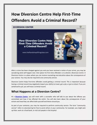 How Diversion Centre Help First-Time Offenders Avoid a Criminal Record?