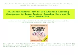 read online unlimited memory how to use advanced