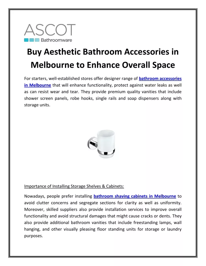 buy aesthetic bathroom accessories in melbourne