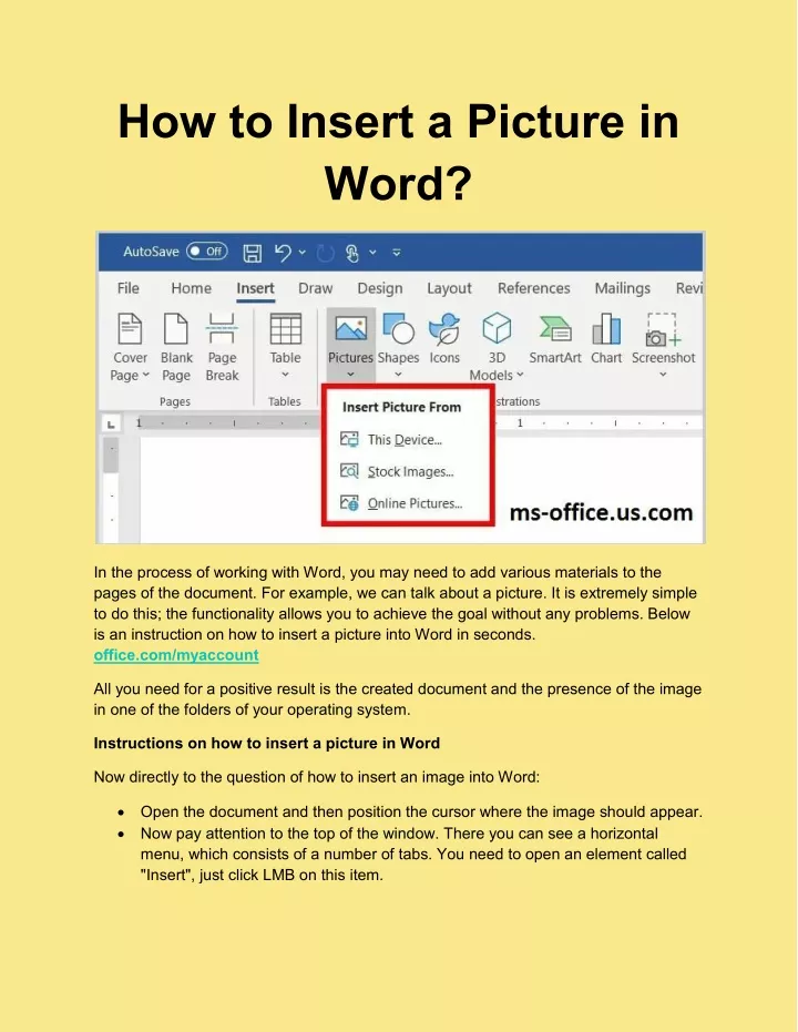 how to insert a picture in word