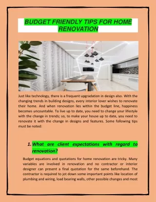 Budget Friendly Tips for Home Renovation