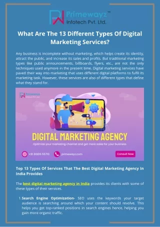 What Are The 13 Different Types Of Digital Marketing Services|Primewayz