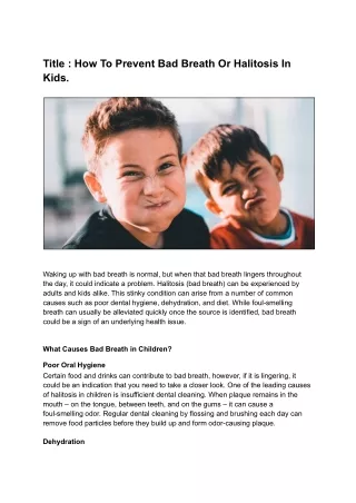Title _ How To Prevent Bad Breath Or Halitosis In Kids