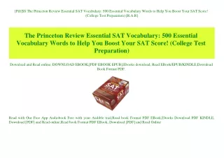 [Pdf]$$ The Princeton Review Essential SAT Vocabulary 500 Essential Vocabulary Words to Help You Boost Your SAT Score! (