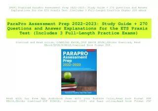 [PDF] Download ParaPro Assessment Prep 2022-2023 Study Guide   270 Questions and Answer Explanations for the ETS Praxis