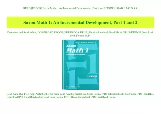 READ [EBOOK] Saxon Math 1 An Incremental Development  Part 1 and 2 ^DOWNLOAD E.B.O.O.K.#