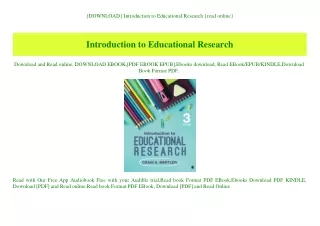 {DOWNLOAD} Introduction to Educational Research {read online}