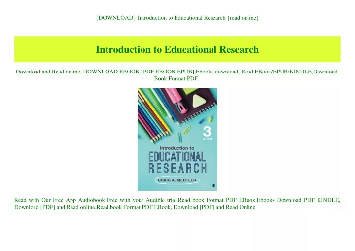 download introduction to educational research