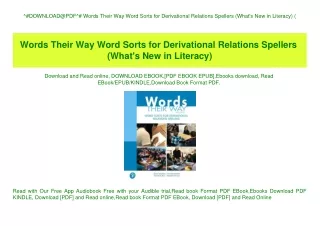 ^#DOWNLOAD@PDF^# Words Their Way Word Sorts for Derivational Relations Spellers (What's New in Literacy) (E.B.O.O.K. DOW