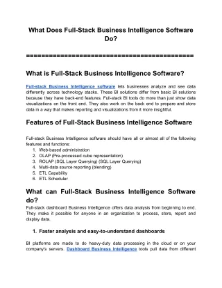 what does full stack business intelligence
