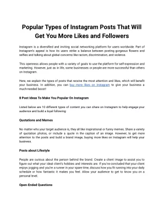 Popular Types of Instagram Posts That Will Get You More Likes and Followers