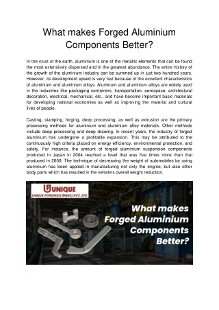 what makes forged aluminium components better