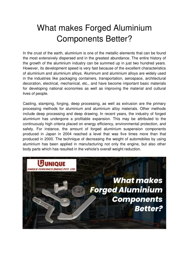 what makes forged aluminium components better