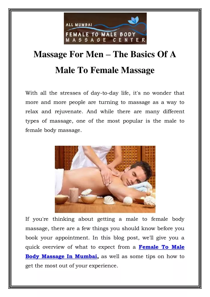 massage for men the basics of a
