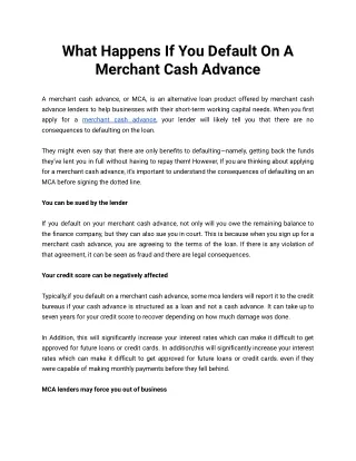 What Happens If You Default On A Merchant Cash Advance