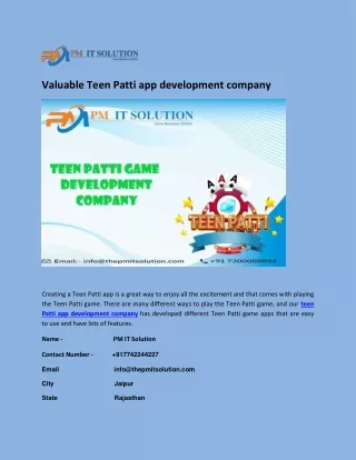 Valuable Teen Patti app development company