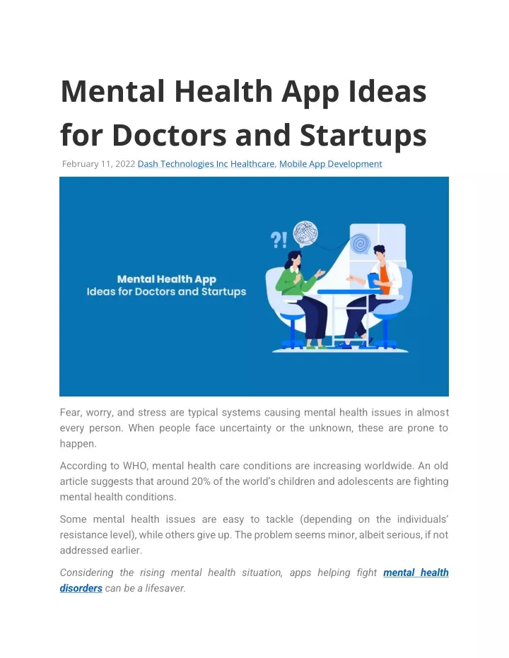 mental health app ideas for doctors and startups