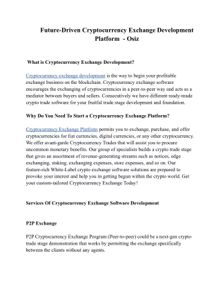 future driven cryptocurrency exchange development