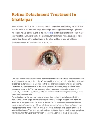 Retina Detachment Treatment In Ghatkopar